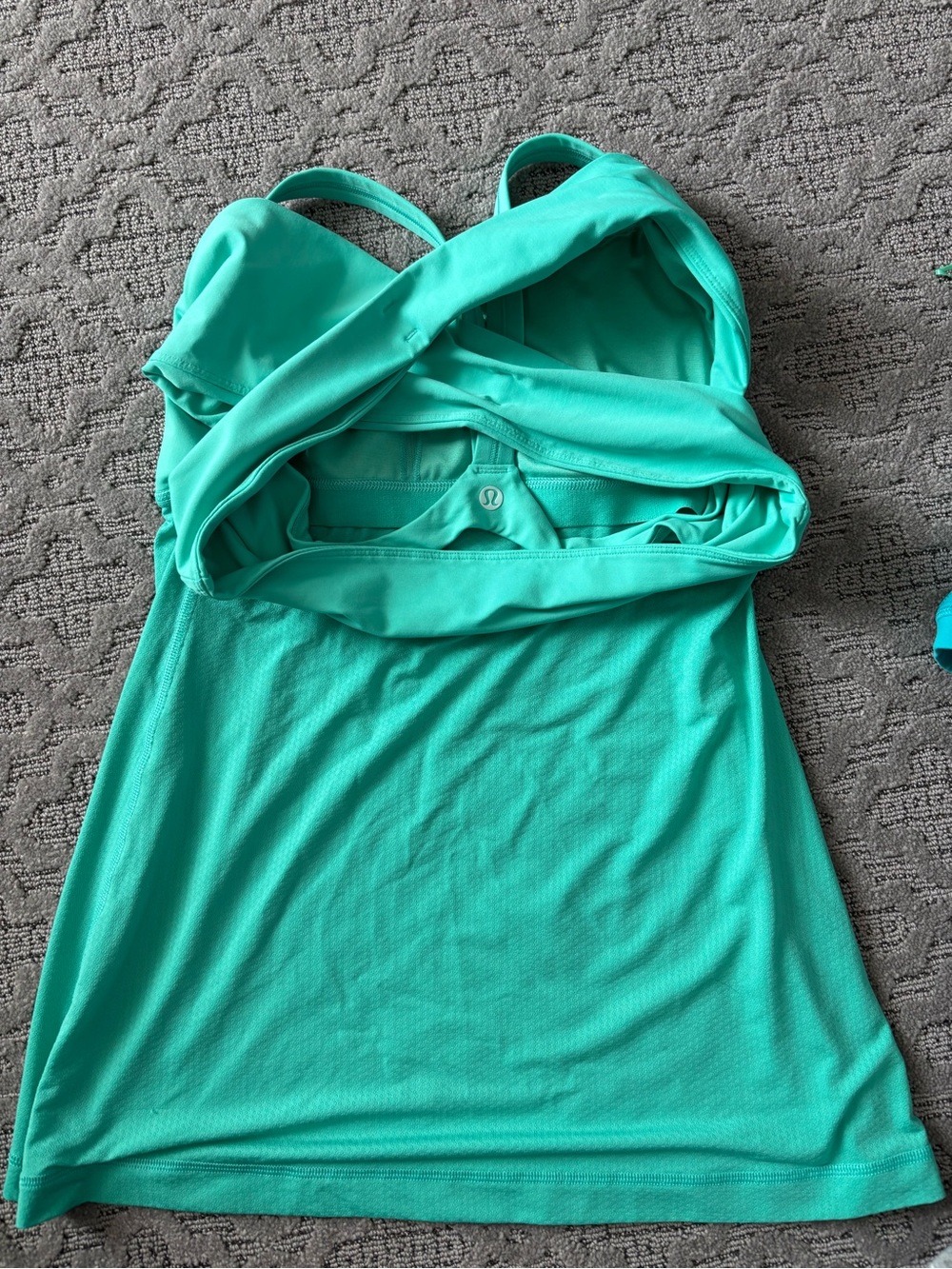 lululemon athletica turquoise workout cami with crisscross back